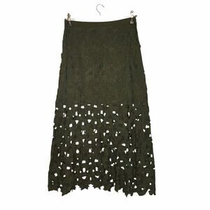 Elie Tahari Lazer Cut Maxi Skirt Dark Green Size 6